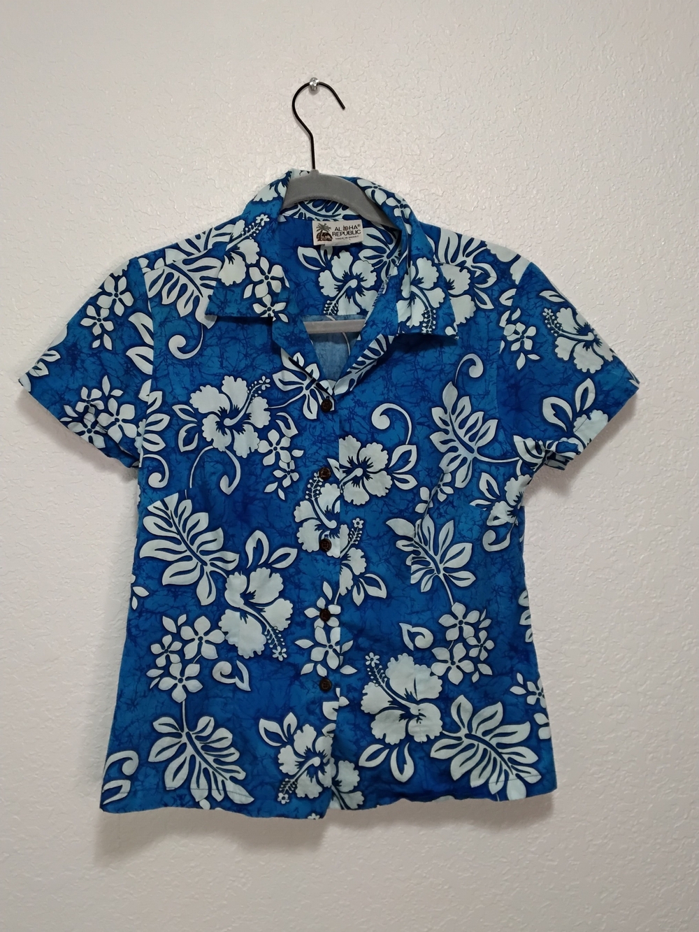 Blue Floral Button-Down Shirt for Women
